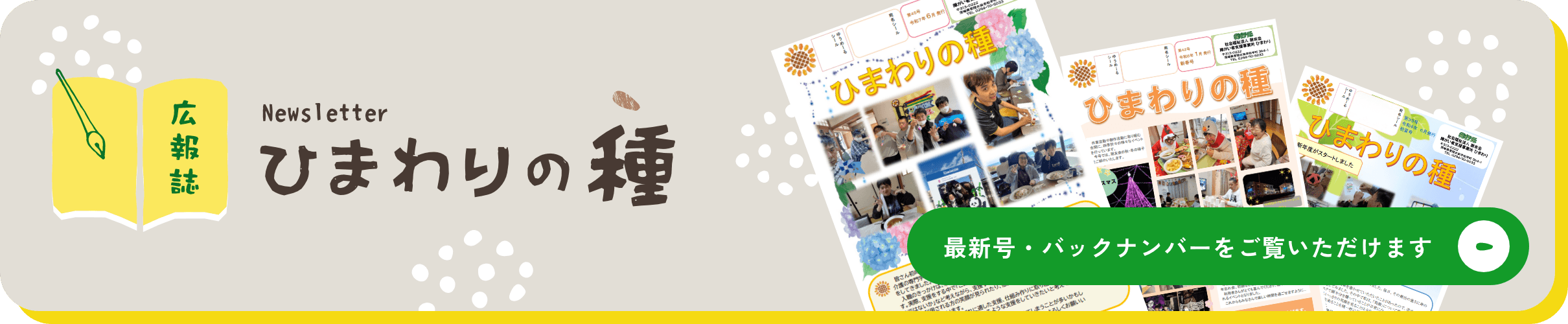 広報誌「ひまわりの種」最新号・バックナンバーの案内バナー